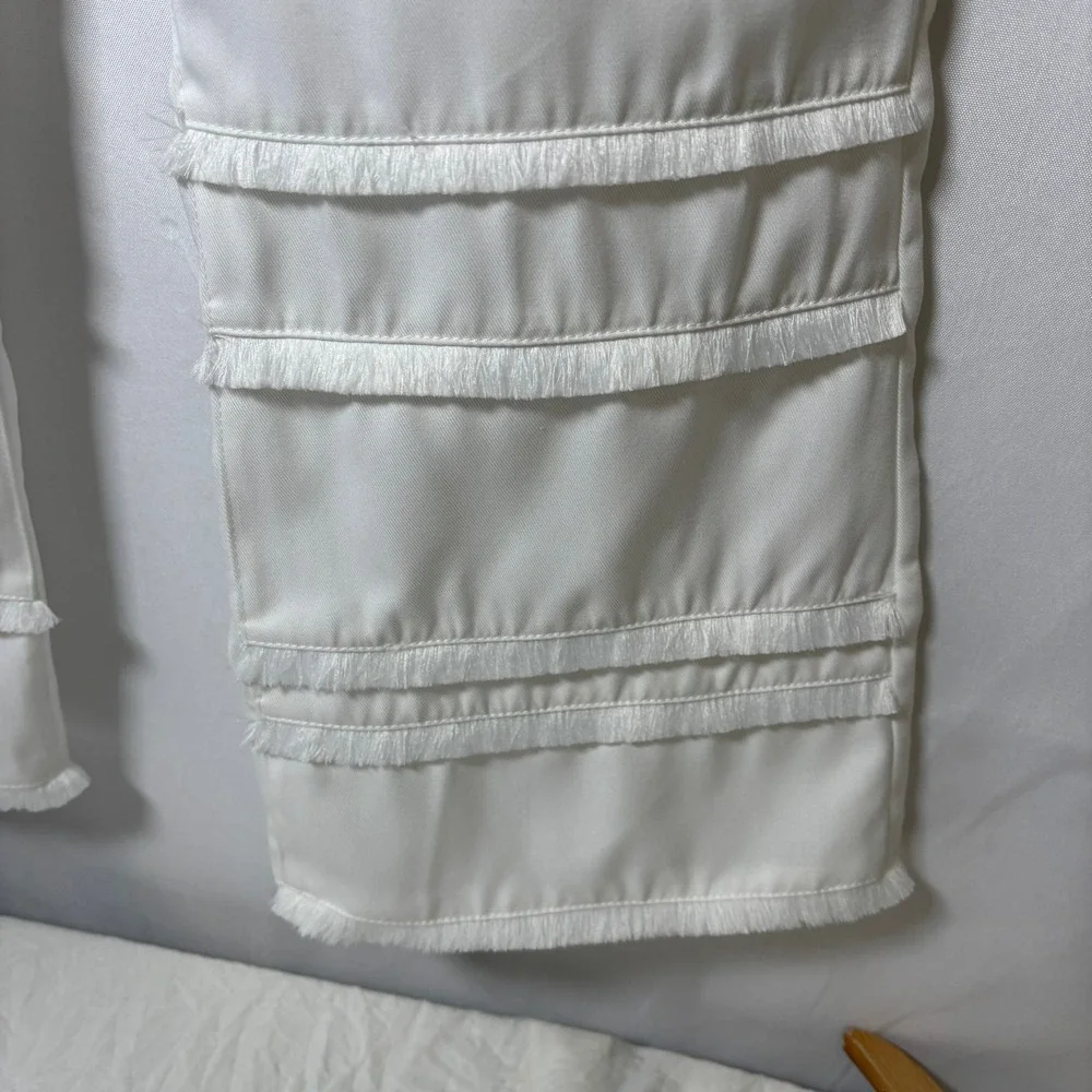 Football Bow Wide Leg Womens Sz. Small White Fringe Gameday‎ Pants